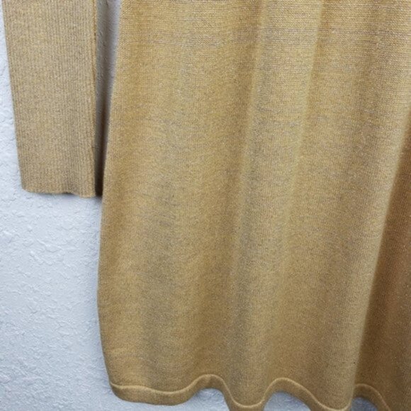 Free People 'French Girl' Sweater Mini Dress Knit Gold Metallic size S Boho - Picture 12 of 13